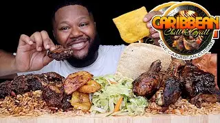 OXTAILS AND JERK CHICKEN | JAMAICAN FOOD MUKBANG | CARIBBEAN CHILL & GRILL | FLAVASBYDAMEDASH