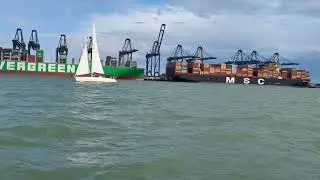 Harwich to Felixstowe foot ferry including the world's largest container vessel