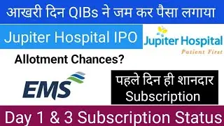 Day 3 Subscription And Allotment Chances Jupiter Hospital IPO | EMS IPO GMP Today |