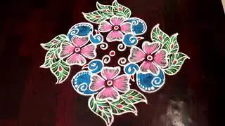 Simple New Year Rangoli Designs 2021 || 7 Dots Sankranthi Special Peacock Rangoli | Peacock Muggulu