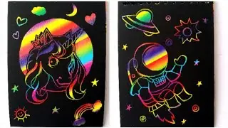 Magical scratch book | unicorn drawing |astronaut drawing |drawing ideas |step-by-step drawing