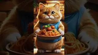 Oliver the Orange Cat Makes Spaghetti and Meatballs | Cute Cat Chef Cooking Show #shorts #funnycats
