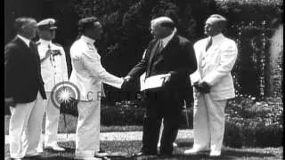 President Herbert Hoover presents National Geographic Society award to Admiral By...HD Stock Footage