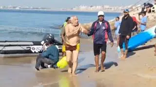 Sea Swimming  Satish Sukhija 2 kilometer By 2:15:28 hours Finis  madal Share Ram Sea swimming club 