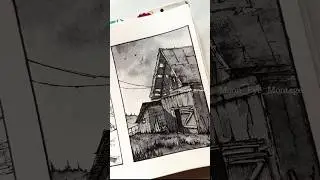 Day 5 Monochrome | Landscape Ink and Wash #art #urbansketch #trending #shortsvideo #ytshorts