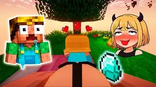 What Happens If You Give Jenny-Memcho Tyan an Diamond in Minecraft Skyblock?! part 2