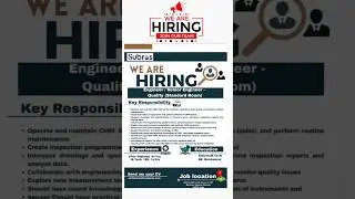 #subros Subros Offers Engineer/Sr.Engineer for Quality  Standard Room #job #manesar #hvac #quality