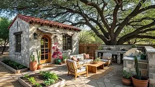 Beautiful Hacienda Style Tiny Stone Home With Cozy Patio And Outdoor Cooking Space