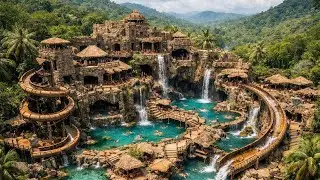 180 Days to Build a Water Park Using Bamboo Pipes and Primitive Tools