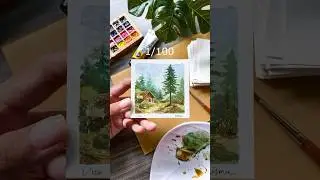 Magical Mini Watercolor Cabin | Mini Painting #watercolorpainting #artshorts #miniaturepainting