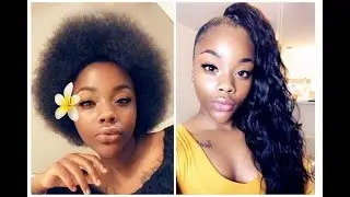 Long Wave Side Ponytail on Natural 4C Hair Ft Nadula.com