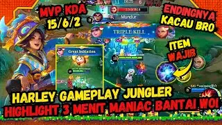 HARLEY GAMEPLAY JUNGLER REKOMENDASI BUILD EMBLEM HIGHLIGHT 3 MENIT MOBILE LEGENDS BANG BANG