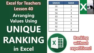 ARRANGING VALUES USING UNIQUE RANKING | Excel for Teachers | Carlo Excels