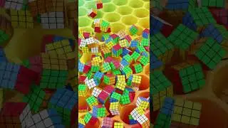 Dropping Rubik's Cubes Into The HexGrid 🧊 #satisfying #visualasmr  #blender3d  #3danimation