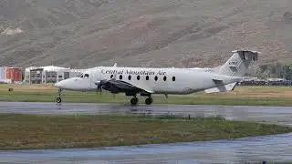 Central Mountain Air Beech 1900D Taxi and Takeoff from Kamloops Airport