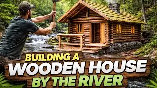 Peaceful Forest Life | Building a Small Wooden House by the River