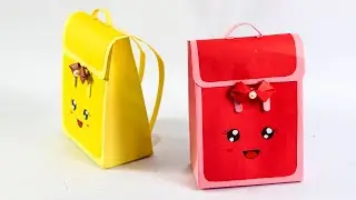 How To Make Paper gift bag/How To Make Paper School bag -  Easy Paper Bag Tutorial - School hacks