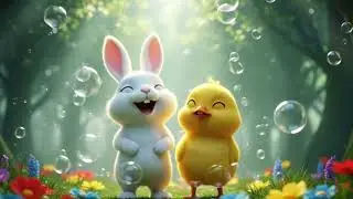Giggle Bubbles Adventure 😂🫧 | Funny Bunny & Chick 🌲🎵 | 3D Cartoon Animation#cute #funny #bunnny