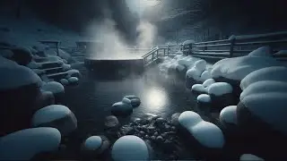凍てつく夜に溶ける湯気｜厳冬の露天風呂 和風BGM（10分）