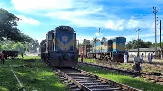 Bangladeshi Kapotaksha Express Train overtaking Indian Freight Train at Jessore Jn Railway Station