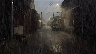 Heavy Rain on Leaves and Tin Roof with Occasional Thunderclaps | Deep Relaxation Soundscape