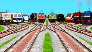 10🔺 Trains Crossing At Bumpy Branched & Curved Railroad Tracks | indian train simulator game 
