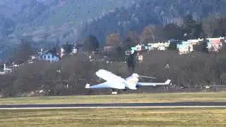 Tyrolean Jet Service Global Express 7000 [OE-IEL] take off Innsbruck