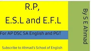 APSET ENGLISH ENGLISH METHODOLOGY |  Telugu Version | Concepts like R P, E S L and E F L #seahmad
