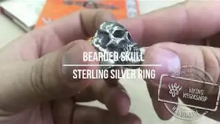 Bearded Skull Sterling Silver Unique Ring Biker Jewelry RS034