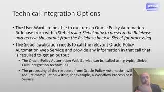 Prerequisites - Presentation -Oracle Intelligent Advisor and Oracle Siebel CRM