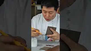 Handmade two-fold card holder production-handmade leather custom card holder ##leather #shorts