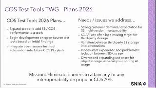 SNIA Cloud Object Storage Test Tools TWG - 2026 SNIA Preview