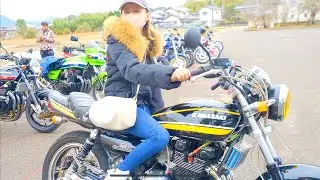 愛媛県でZEPHYR400に乗る可愛いバイク女子さんをご紹介❗愛媛県のバイクショップ『バイク屋さん』撮影会❗マーシャルヘッドライト MISTYマフラー音