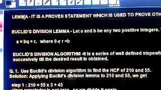 Euclid's division lemma and algorithm