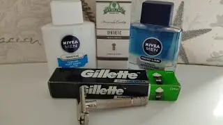 Gillette super speed 1953: gillette nacet blade: sterling synthetic brush : nivea 2 phase slash&balm