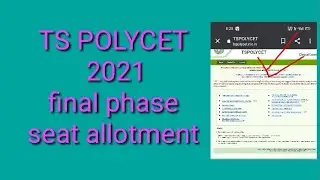 TS POLYCET 2021 final phase/ts Polycet 3rd phase final 2021/Polycet final phase seat allotment