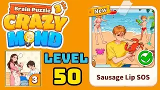 Brain puzzle 3 crazy mind level 50 solution walkthrough ( sausage lip sos ) 
