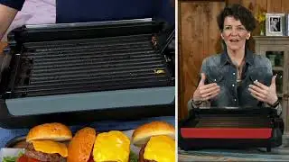Blue Jean Chef 1800w Indoor Reversible Grill & Griddle with Lid on QVC