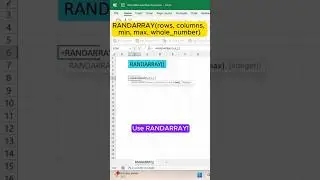 🎲 Excel RANDARRAY: Instantly Generate Random Numbers! #excel  #shorts