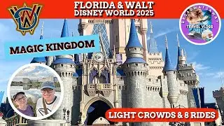 NEW! Florida & Walt Disney World 2025 | Magic Kingdom- Light Crowds & 8 Rides. Caribbean Beach Lunch