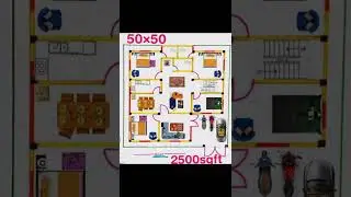 50'&times;50' house plan || 50by50 floor plan || 50feet by 50feet ghar ka Naksha