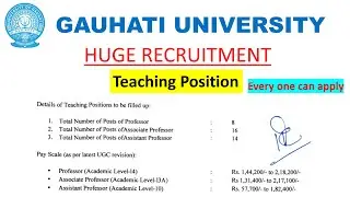 Teaching Job Vacancy in  Gauhati University |  Gauhati University Job Vacancy