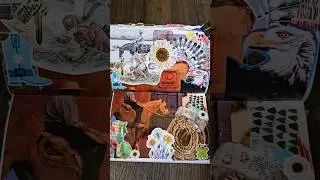 Junk journal with me as I use old magazine clippings, stickers and painted papers. #junkjournal #art