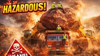 Giant Marble Block Loading in Mountains | Heavy Machinery Skills