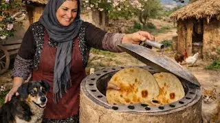 Traditional tandoor bread baking with the hands of an Iranian girl👩&zwj;🍳