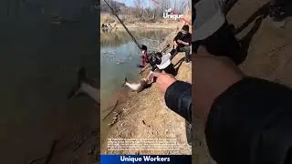 Big catch: landing a monster fish in the lake