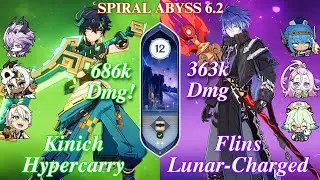 C0 Kinich Hypercarry & C0 Flins Lunar-Charged | NEW Spiral Abyss 6.2 | Floor 12 | 9*| Genshin Impact