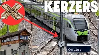 Tanti treni BLS ed SBB nella stazione a “X” di Kerzers in Canton Friburgo!