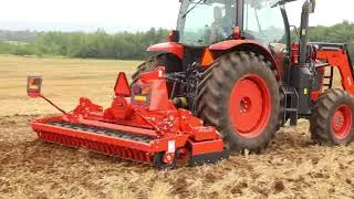 Kubota M6-141 with Kubota PH3300 Power Harrows