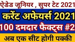 Aided Junior Shikshak Bharti 2021 | Aided Junior Super Tet | दमदार करेंट अफेयर्स की श्रंखला | PART 2